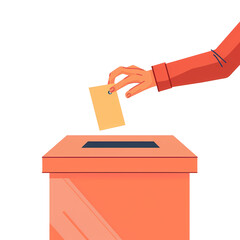 Vector illustration of a person casting a vote, Flat Illustration style, vector design, white background for removing background