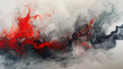 Foto op Aluminium 水に垂らした絵の具の背景画像。液体の抽象画。 Background image of paint dripping into water. Liquid abstract painting. [Generative AI] © Tatsuya