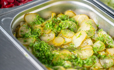 Close-up photo of a cucumber salad