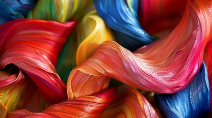 Silken Ribbons Flowing in Colorful Abstraction