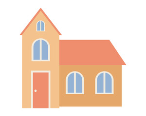 Cute vector house in flat cartoon style