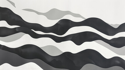 白と黒の波型の背景画像。シンプル画像。
Black and white wavy background image. Simple image. [Generative AI]
 - obrazy, fototapety, plakaty