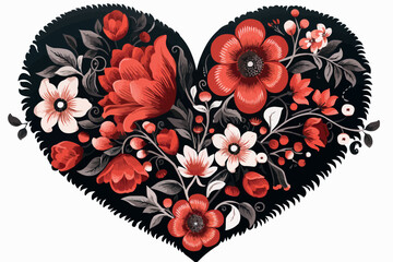 Illustration flower heart for wedding design, greeting card on white background