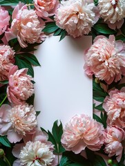 Vertical Peony Border with Central Copy Space