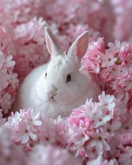 Fototapeta premium Innocent Rabbit Amidst Springtime Blossoms
