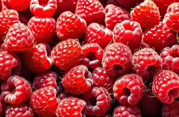 Raspberry repeated pattern. Summer fruits and berries colors background.