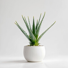 aloe vera tree in potted with a white background. ai generative
