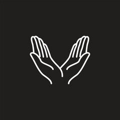 Hand in line art style. pray hands different gestures vector illustration