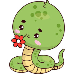 Cute little snake with flower