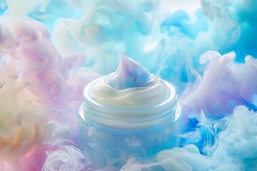 Face Skin texture correctors skin care cream. Skincare beauty cosmetic products: lip balm, Rejuvenate lotion, skincare Lip balm eye gel, Physical sunscreen serum and marine collagen jar pot