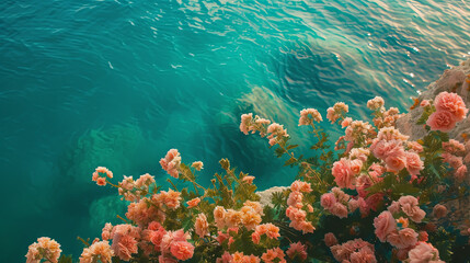 Fototapeta na wymiar Blooming branch over the sea