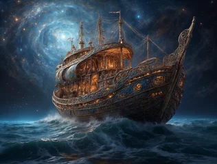 Deurstickers ship in the sea © Don