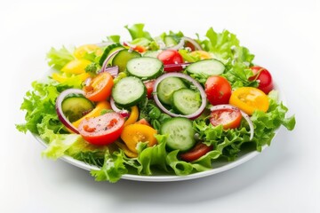 Summer light fresh vegetarian salad in bowl. A nutritious dish filled with fresh plantbased ingredients