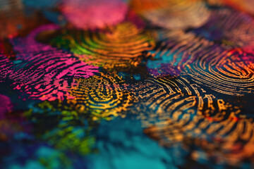 different vibrant colors fingerprints. diverse identity, DEI concept, and inclusion. High quality photo