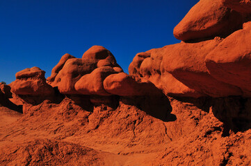 The bizarre sandstone formations of the Goblin Valley State Park, Utah, Southwest USA.
