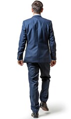 Fototapeta premium A man in a blue suit walking away