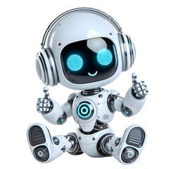 White cute robot in happy and cheerful posture - 748970174