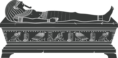 Silhouette ancient egypt sarcophagus black color only - obrazy, fototapety, plakaty