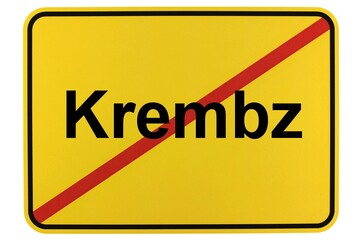 Illustration eines Ortsschildes der Gemeinde Krembz in Mecklenburg-Vorpommern - obrazy, fototapety, plakaty