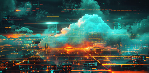 Futuristic Data Center Cloud Computing Concept Image
