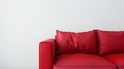 Red sofa on white background.