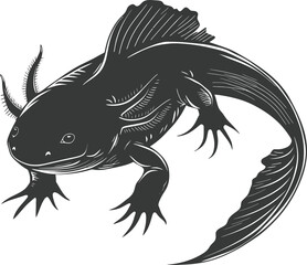 Silhouette Axolotl animal black color only full