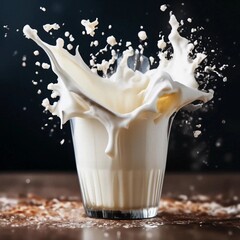 splash of milk in a glass