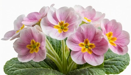 light pink primrose flower isolated on white background with clipping path close up flower on a stem for design transparent background