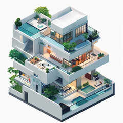 isometric view of a modern building