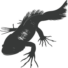 Silhouette Axolotl animal black color only full