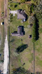 Top down aerial view of ranch