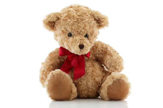 Brown Teddy Bear with red ribbon
