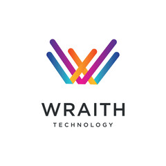 Letter W, icon logo design illustration with gradient colors eps 10