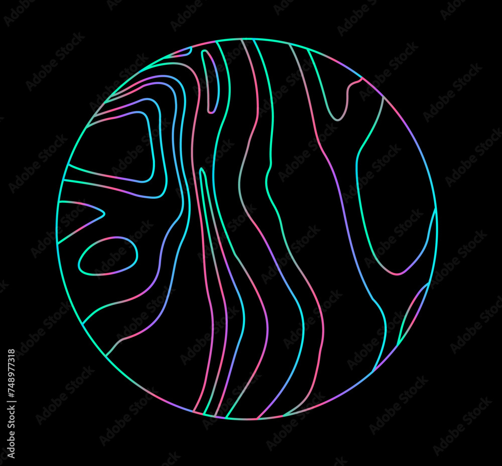 Aufkleber holographic circle with warped and glitched texture of lines.