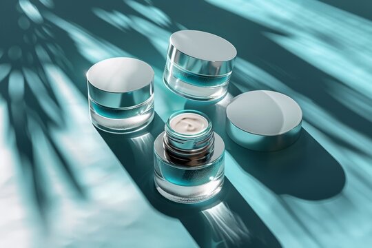 Facial spa vacation skin care cream. Skincare treatment products: anti aging skincare breakthrough lotion, skincare bathing gel, tutorial creator serum and beauty self expression jar pot