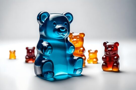  jelly gummy bear, cut out on clear white background