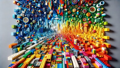 Lego blocks abstract background. Vivid colours, plastic blocks