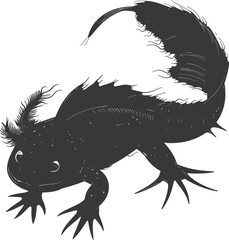 Silhouette Axolotl animal black color only full