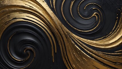 Abstract 3d background with gold line on black