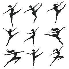 set of ballet dancers silhouette vector