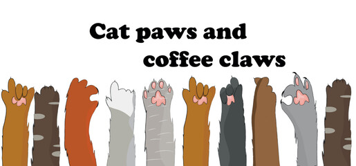 cat paw wallpaper, feet, dog paw, cat background, kitten flat design, prints, cartoon, cute cat feet wallpaper vector illustration
