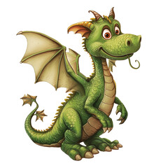Fairytale dragon isolated on white or transparent background