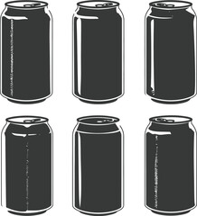 Silhouette blank Drink can canned drink black color only - obrazy, fototapety, plakaty