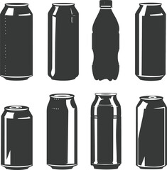 Silhouette blank Drink can canned drink black color only