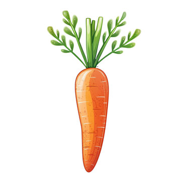 carrot with leaf vector cartoon illustration  isolated on transparent background - Generative AI