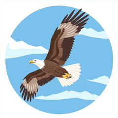 Eagle Soaring Across Azure Skies. Vector Icon Illustration. Animal Nature Icon Concept Isolated Premium Vector. 