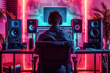 Person Sitting in Chair Using Computer. Generative AI