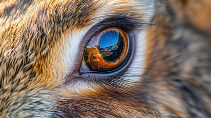 Vivid rabbit eye captured in macro photography