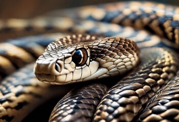Obraz premium snake, eyes, brown, iridescent, eye, animal, looking, predator, expressive, mysterious, scale, head, reptile, nature, dangerous, wildlife, exotic, danger