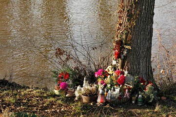Memorial site by the river. Place of death